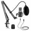 Podcast USB Microphone with Stand, Shock Mount, and Pop Filter for Broadcasting and Sound Recording 1