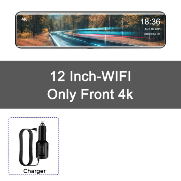 Digital Rear View Mirror Dash Cam Rear Camera 4K Video Recording 12-inch 4K touch screen display 10