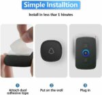 Wireless Doorbell, Waterproof Wireless Door Bell Chime Kit with LED Light 1 Receiver and 1 Push Button Operating at 500 Foot Range with 32 Chimes 4 Volume & Mute（2022 Upgrade）