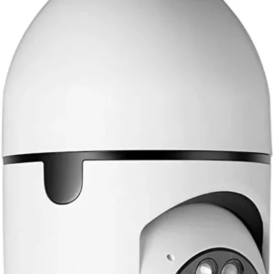 WiFi Light Bulb Camera - 1080P Pan Tilt Wireless 2.4Ghz 360 Degree E27 Panoramic IP Camera, Security Cameras with Floodlight Night Vision Human Motion Detection and Alarm