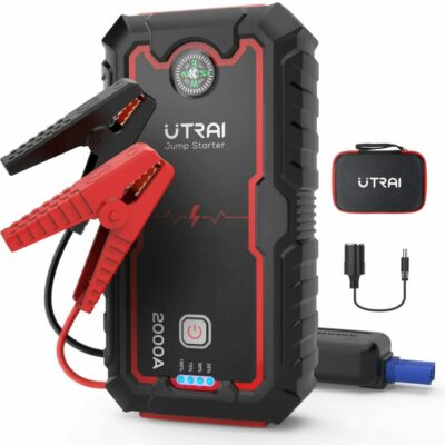 Car Jump Starter, UTRAI Jstar One 2000A Peak (up to 8L Gas, 6.5L Diesel Engine) 12V Auto Battery Charger Portable Jump Pack with USB Quick Charge, Type-C Port and LED Light