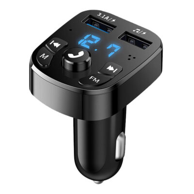 Bluetooth FM Transmitter Car Kit Handsfree Audio Receiver With 2 USB Fast Charger Ports